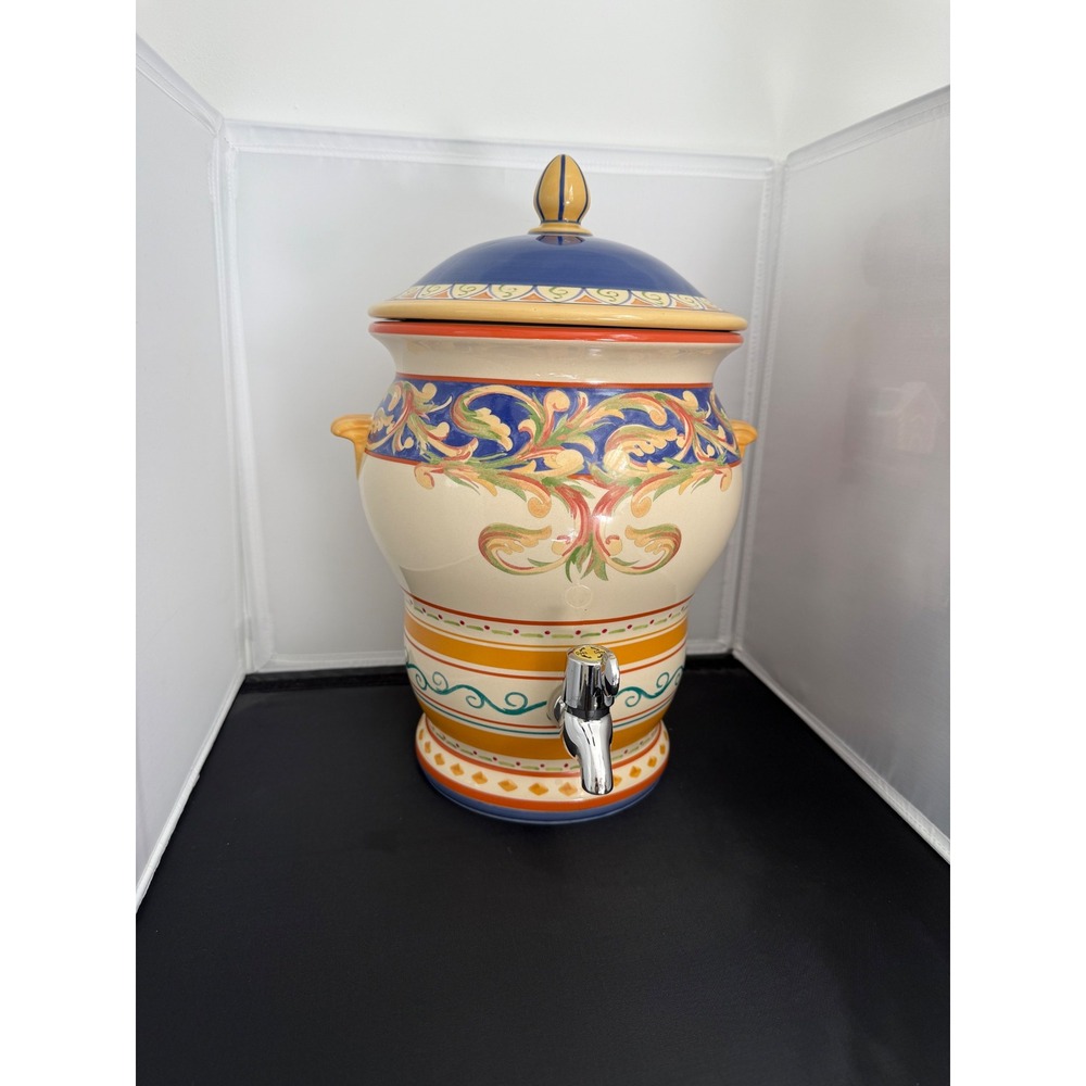 Pfaltzgraff Villa Della Luna Beverage Crock floral Ceramic drink dispenser rare